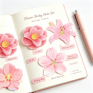 Blocs-notes adhésifs SK Flower, mémos en forme de pétales, autocollants, inscriptibles, 4 modèles - Product Image 6