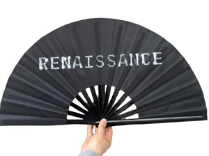 Personalized Decoration Black <b>Large</b> Wooden Folding Custom Printing Bamboo Hand <b>Fan</b> - Product Image 3
