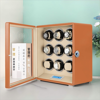 Caja enrolladora de reloj de lujo de cuero automático órbita pantalla personalizada de alta calidad pantalla táctil de 9 ranuras Premium con huella dactilar de pie