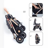 Poussette multifonctionnelle pour enfants à vue panoramique, pliable, pour nouveau-nés - Peut être utilisée en position assise ou allongée