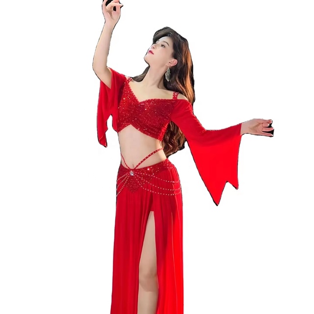 Sequin Mesh Suit Dancing Clothing Set Stage Performance Belly Dance