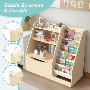 Boîte à pain en MDF pour enfants, 4 boîtes de rangement pour tout-petits, design moderne, organisateur multifonctionnel, salle de jeux, salle de classe - Product Image 5
