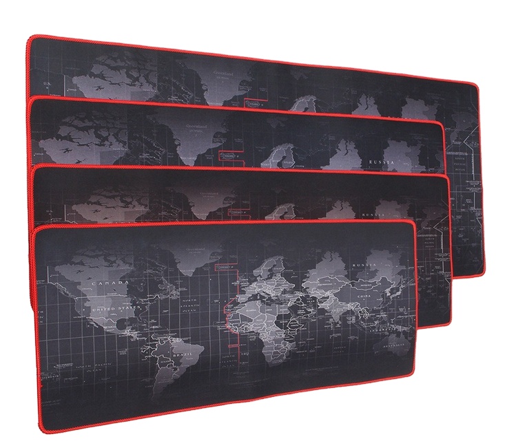 Yumuşak kauçuk oyun Mouse Pad 900x400x2mm dünya haritası tasarım yan mühürlü Mat oyuncular için