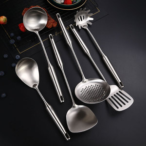 Ensemble <span class=keywords><strong>de</strong></span> 6 ustensiles <span class=keywords><strong>de</strong></span> <span class=keywords><strong>cuisine</strong></span> en acier inoxydable <span class=keywords><strong>de</strong></span> qualité alimentaire, écologiques, spatules, louche, cuillère à soupe, cuillère à pâtes - Product Image 2