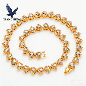 10 मिमी दिल के आकार की रॉक चीनी श्रृंखला वसंत क्लैंप पूर्ण डायमंड ज़िरकॉन टेनिस श्रृंखला व्यक्तित्व सोना प्लेटेड सीज़ हिप हॉप हार हार - Product Image 1