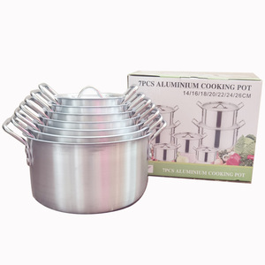 Conjunto de Panelas de Alumínio Direto da Fábrica com 7 Peças e Tampa de Vidro, Cabo Ergonômico para Casa e Restaurante - Product Image 4