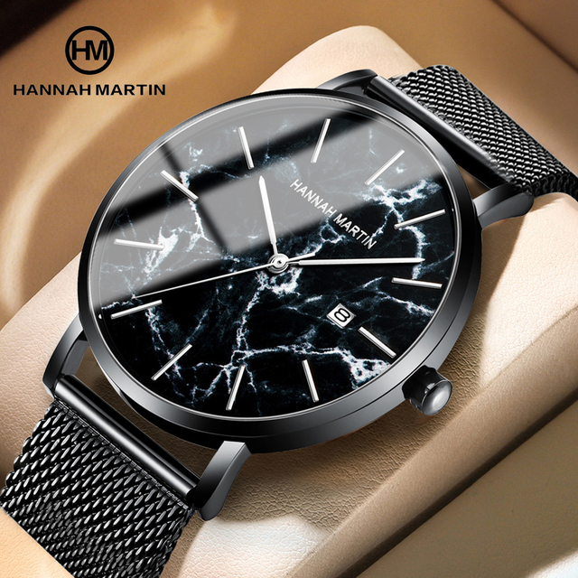 Hannah Martin Custom Logo Water-Resistant Quartz Watch for Men 3 Bar Male Wristwatch with Japanese Movement Fashionable Design