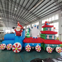 Décoration de Noël gonflable extérieure : Père Noël au volant d'un train pour pelouse et jardin, publicité gonflable de Noël