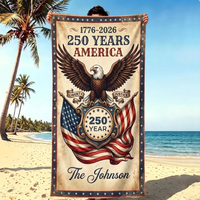 Serviette de bain absorbante à séchage rapide en microfibre douce, 250e anniversaire américain, couverture de plage avec drapeau américain pour la natation