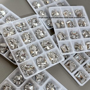Accessoires de nail art coréens : Plateau sans fond à 12 compartiments pour <span class=keywords><strong>strass</strong></span> en verre cristal à angle droit, très vendus à l'international - Product Image 4