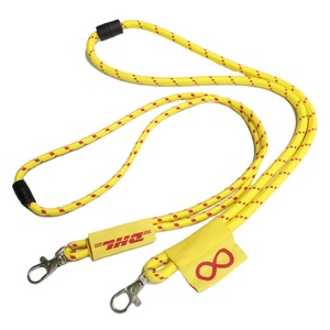 Custom Logo Woven Label Striped Rope Durable Round Polyester Lanyards for Staff Advertising Promotion Gifts
