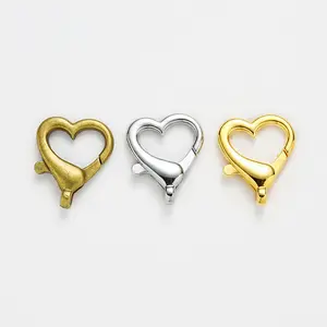 Large Good Quality Antique Bronze/Silver tone/Gold Heart Shape Lobster Clasp Hooks Connector Pendant Charm Finding,DIY Accessory