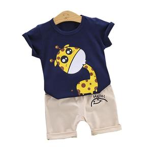 Produits les plus vendus - Ensemble de t-shirts pour garçons à manches courtes, imprimé girafe de dessin animé, mode coréenne pour garçons - Product Image 1