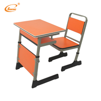 Ensemble de bureau et chaise d'école réglables et durables avec plateau élargi et épais, pieds antidérapants, mobilier pour salles de classe et centres de formation