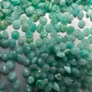 Pierre précieuse Amazonite bleue naturelle, taille brillant ronde, pierre brute à facettes pour la fabrication de bijoux, 3 mm, 100 % naturelle - Product Image 1