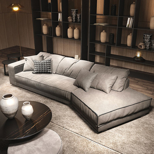 Juego de Sofás Seccionales Baxter <span class=keywords><strong>Budapest</strong></span> con Relleno de Plumas Suaves, Esponja de Alta Densidad y Tela para Sala de Estar - Product Image 1