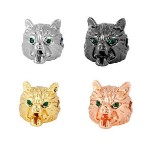 DIY Micro Zircon Cristal Métal Entretoise Perles Bijoux Accessoires Qualité Boule En Laiton Loup Crâne Croix Couronne Perles pour Bracelets - Product Image 5