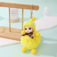 Nouvelle mode, adorable porte-clés poupée bébé en peluche avec pompon, Kawaii, grands yeux, 3D, doux, moelleux, écologique, portable, cadeau pour fille