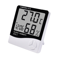 Medidor Digital de Temperatura y Humedad LCD HTC-2/HTC-1, Higrómetro y Termómetro para Interiores y Exteriores, Estación Meteorológica con Reloj
