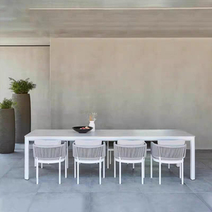 Ensemble de meubles de jardin nordiques patio salle à manger chaise et <span class=keywords><strong>table</strong></span> d'extérieur imperméable moderne Villa jardin aluminium tissé chaises en corde - Product Image 2