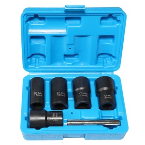 Lot de 6 extracteurs de vis cassées endommagées pour enlever les écrous de roue Jeu de douilles pour extracteurs d'écrous de roue 17mm 19mm 21mm 22mm 24mm - Product Image 1