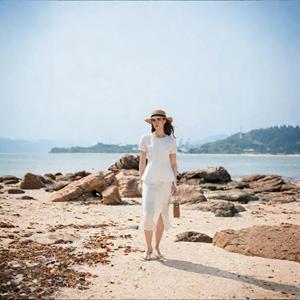 Conjunto de dos piezas de <span class=keywords><strong>lino</strong></span> <span class=keywords><strong>blanco</strong></span> para <span class=keywords><strong>mujer</strong></span>, top peplum y falda midi, <span class=keywords><strong>traje</strong></span> casual de verano para playa u oficina - Product Image 4