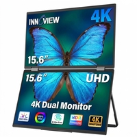 Moniteur portable double 15,6 pouces 4K UHD avec vision oculaire d'oiseau, rendu IA et filtre anti-lumière bleue pour le travail de photographie, vidéo et graphisme