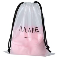 Sacs cosmétiques en CPE givré avec logo personnalisé, pochette de toilette imperméable pour le maquillage, les produits de soin de la peau et le coton