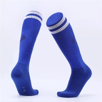 Chaussettes de sport en coton uni, hauteur genou, tricotées, avec logo personnalisé sur le bas, respirantes, pour l'entraînement de football professionnel pour hommes