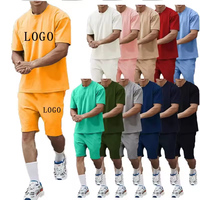 Vente en Gros Logo Personnalisé Grande Taille Ensemble Short pour Hommes Surdimensionné Gym Fitness Blanc Été 2 Pcs Ensemble Short et Chemise pour Hommes