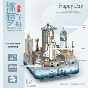 Caja de Música Educativa de Madera DIY con Diseño del Horizonte de Londres, Rompecabezas 3D Giratorio con Rueda Panorámica, Adorno Dinámico de Ciudad, Juguete Coleccionable, Regalo - Product Image 4