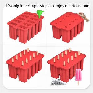 Moules à glaces en silicone écologiques personnalisés avec bâtonnets, réutilisables, sans BPA, pour enfants, fabrication maison de bâtonnets glacés - Product Image 3