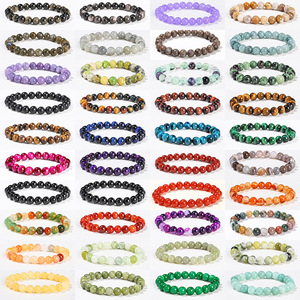 Bracciale in Pietra Naturale Cristallo Agata Giada Rotondo 6mm 8mm 10mm per Uomo Donna Bracciale in Occhio di Tigre Gioielli - Product Image 2