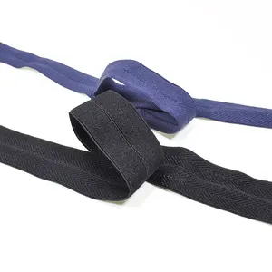 Custom High Stretch Crochet Polyester Knitted Elastic Tape for Waistband/sportswear underwear bra strap foldover elastic band