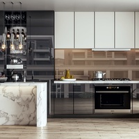 Armoires de cuisine modulaires en chêne massif personnalisées en usine avec éclairage LED, design écologique