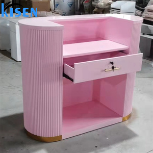 Tamaño personalizado pequeña <span class=keywords><strong>recepcionista</strong></span> muebles de salón Escritorio de recepción salón de belleza Mostrador de recibos mesa de recepción de oficina - Product Image 3