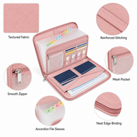Sac de voyage multi-compartiments rose personnalisé avec fermeture éclair, étanche, pour documents, passeport et billets, organisateur OEM ODM
