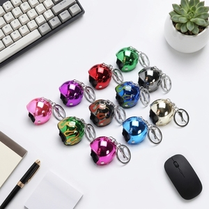 <b>Mini</b> <b>Motorcycle</b> Helmet Keychain Creative Electroplating Flame Pattern Helmet Key Ring Backpack Pendant Fashion Car Key Wholesale - Product Image 1
