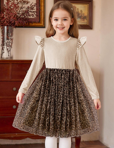 Vari Stili di Abiti Tutu per Bambine, Vestiti in Velluto e Tulle per Autunno e Inverno, Maniche Lunghe con Volant per Feste, 2-6 Anni - Product Image 5