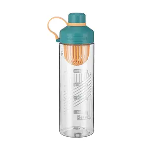 Botol pengocok Protein lingkaran klasik 740 ml, botol pengocok Protein olahraga plastik daur ulang Gym