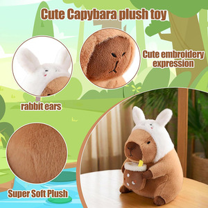 8662 OEM Personalizado, Peluche de Capibara de 12 Pulgadas con Gorro de Orejas de Conejo, Lindos Peluches de <span class=keywords><strong>Animales</strong></span> para Niños, Peluche de Capibara para Abrazar en Pascua - Product Image 4