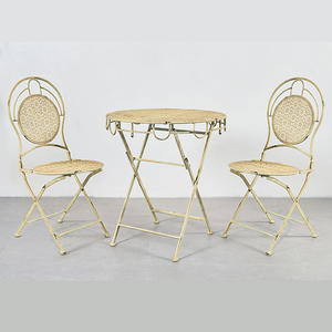 <span class=keywords><strong>Table</strong></span> <span class=keywords><strong>ronde</strong></span> pliante en métal de style <span class=keywords><strong>bistrot</strong></span>, petite, pour l'extérieur, en <span class=keywords><strong>fer</strong></span> antique, portable, pour le jardin - Product Image 1