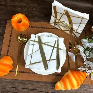 Gold Stamped Minimalist Square Napkins 330mm Disposable Paper Towels For Hotels Restaurants Celebrations Anniversary - Product Image 1
