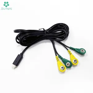 Pabrik USB C untuk 3.5mm 3.9mm 4.0mm Female Snap 4 lead kawat EMG ECG EKG 4.0mm Snap elektroda kabel