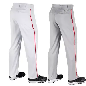 थोक कस्टम लोगो sublimated खाली सफेद रंग बेसबॉल वर्दी पुरुषों की पूर्ण लंबाई धारी बेसबॉल पैंट