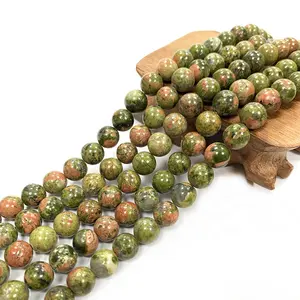 Perles rondes en vrac en pierre naturelle Unakite pour la fabrication de bracelets de bijoux 4 6 8 10MM, vente en gros
