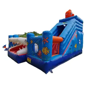 sea world inflatable bouncer castle with slide and obstacle course combo animal theme inflatable theme house slide combo park