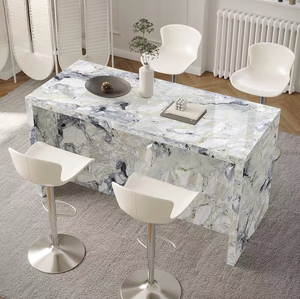 Ensemble de salle à manger commercial de luxe, style américain, tables et chaises en pierre et en bois de manguier pour hôtel, restaurant, salle à manger raffinée - Product Image 3