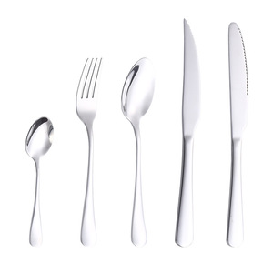 Stainless Steel Western Cutlery <b>Set</b> <b>Knife</b> <b>Fork</b> <b>Spoon</b> Solid Color Catering Flatware 1-20 Pcs - Product Image 2