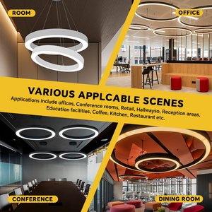4ft Modern Tasarım Tarzı Asılı Oval Dairesel Lens Difüzörlü Halka Avize LED Lineer Tavan Lambası Ofis Aydınlatması için - Product Image 6